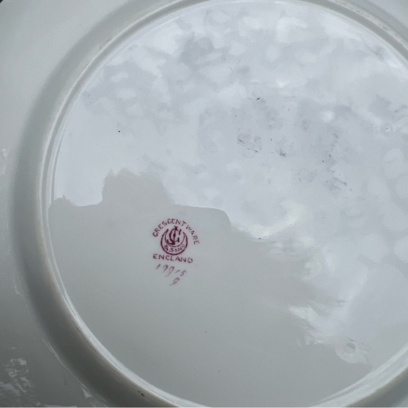 9 Antique Crescent Ware England Paradise Floral Porcelain Plate Dinnerware Mint - Picture 6 of 12